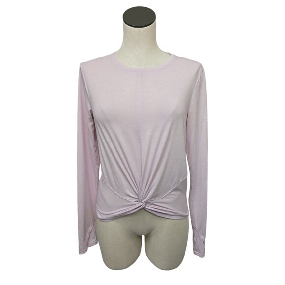 Athleta Essence Twist Front Top Cropped Long Sleeves Light Pink Size Medium - Picture 1 of 11